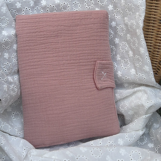 Protège carnet de santé pour bébé en gaz de coton - Personnalisable