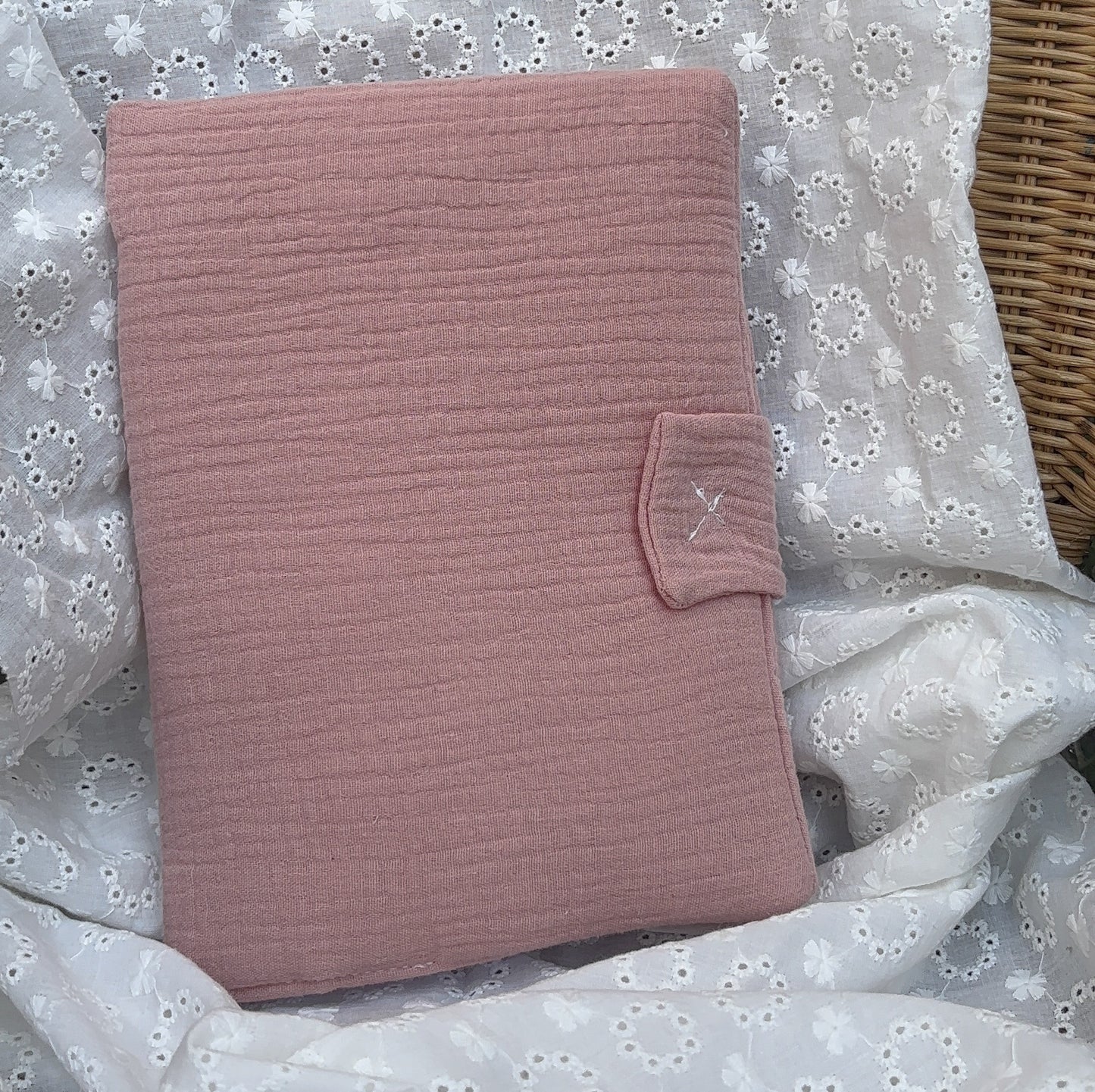 Protège carnet de santé pour bébé en gaz de coton - Personnalisable
