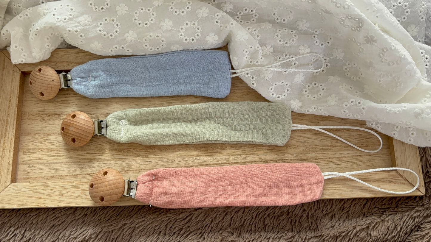 Attache tétine pour bébé en gaz de coton - Personnalisable