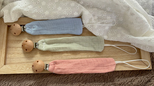 Attache tétine pour bébé en gaz de coton - Personnalisable