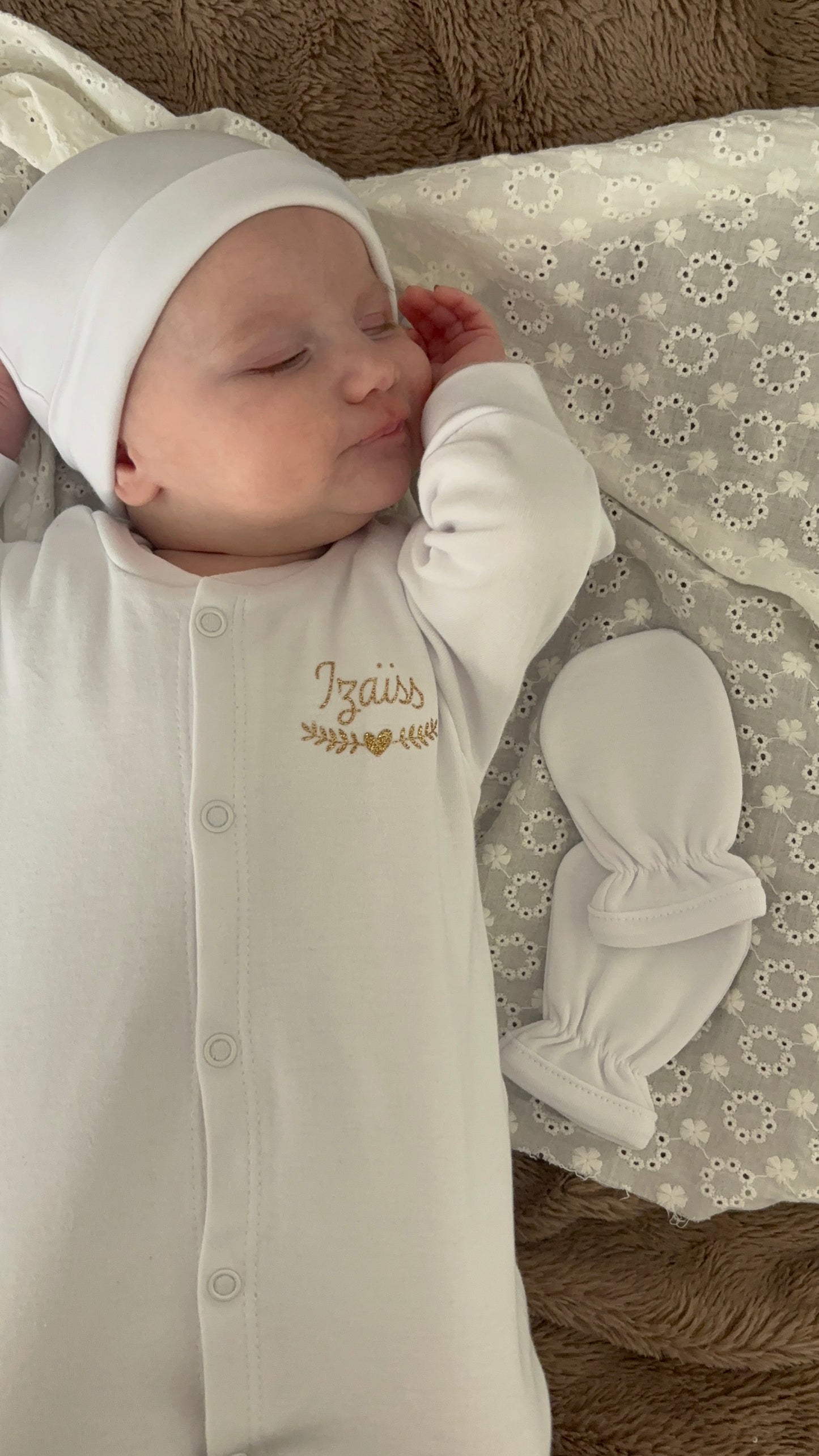 Ensemble naissance bébé 3 pièces en coton - Personnalisable