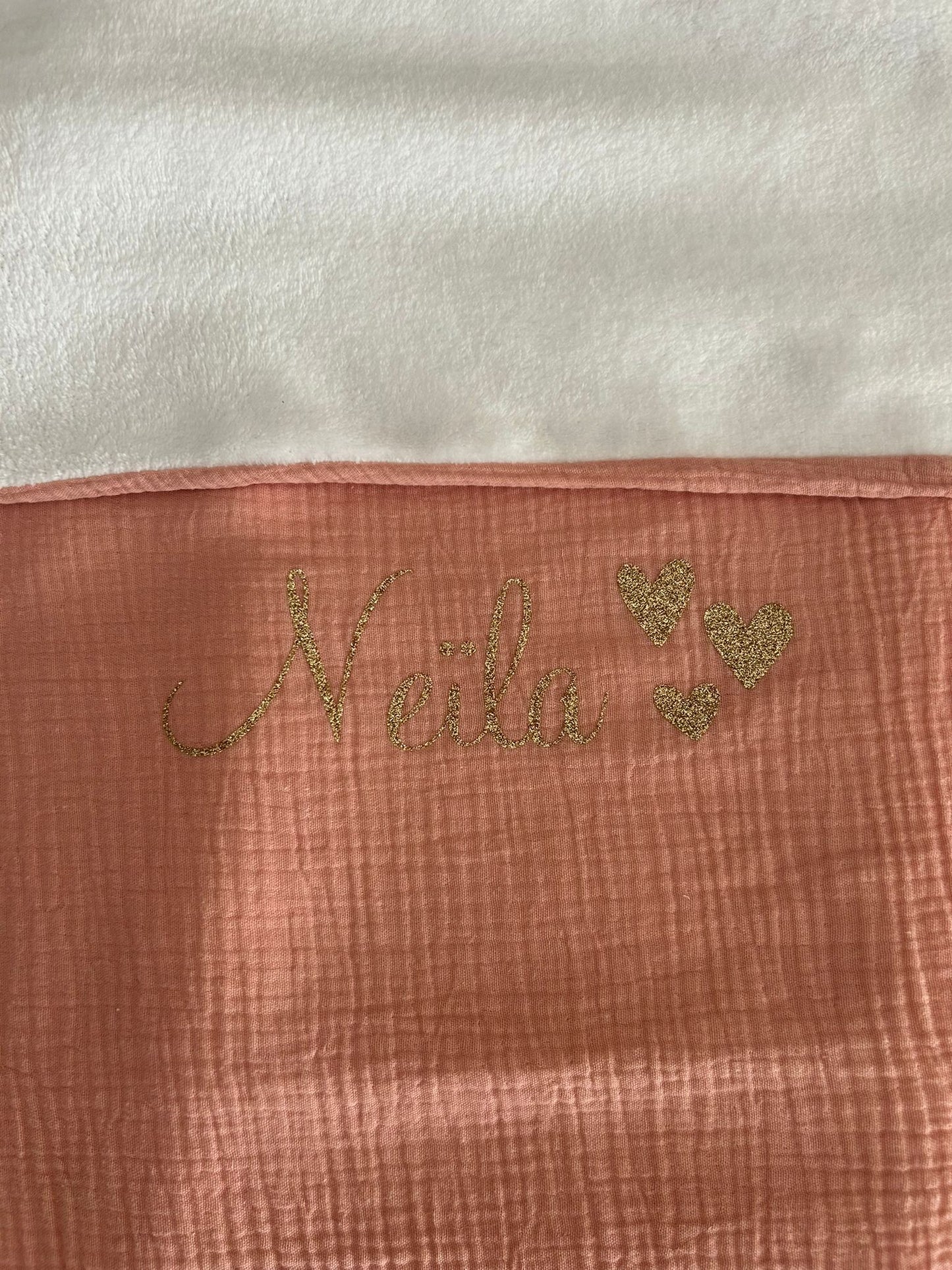 Couverture bébé en gaz de coton 90x90 - Plaid doux pour naissance - Personnalisable