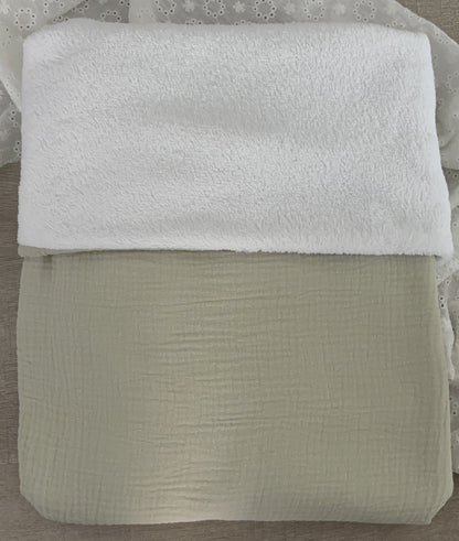 Couverture bébé en gaz de coton 90x90 - Plaid doux pour naissance - Personnalisable