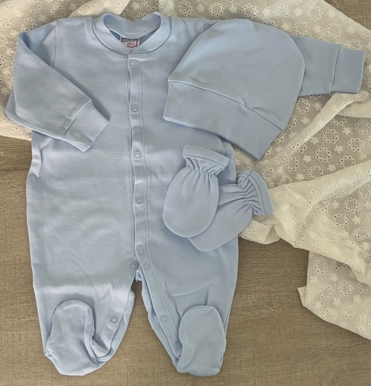 Ensemble naissance bébé 3 pièces en coton - Personnalisable