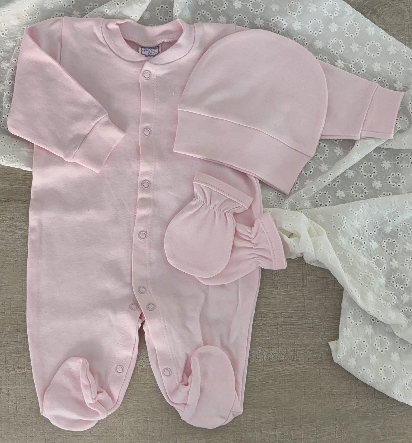 Ensemble naissance bébé 3 pièces en coton - Personnalisable