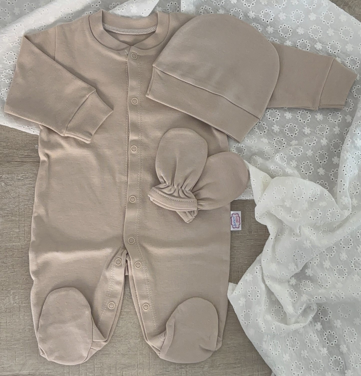 Ensemble naissance bébé 3 pièces en coton - Personnalisable