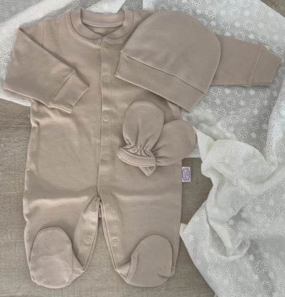Ensemble naissance bébé 3 pièces en coton - Personnalisable