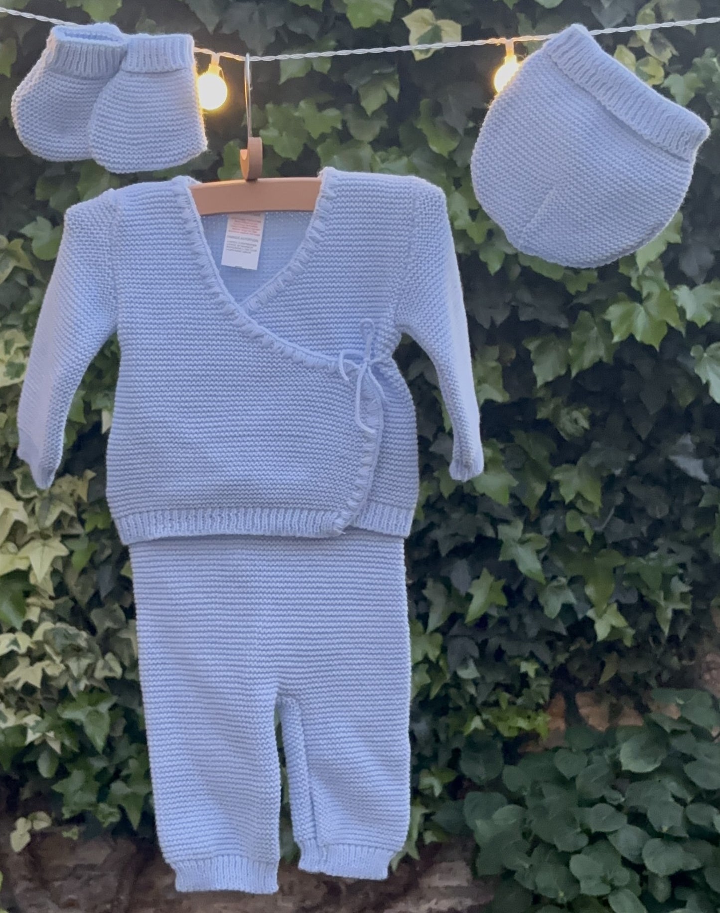 Ensemble naissance bébé 4 pièces en maille - Personnalisable