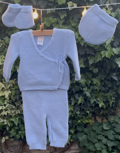 Ensemble naissance bébé 4 pièces en maille - Personnalisable